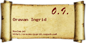 Oravan Ingrid névjegykártya